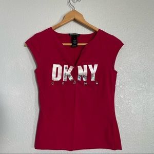 DKNY Jeans Raspberry Pink Sleeveless Tee - Size M